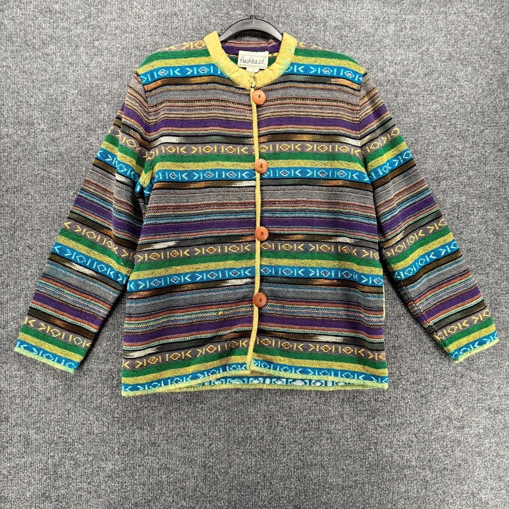 Vintage Flashback Jacket Womens‎ L Aztec Button Up Tribal Western Boho Southern